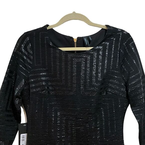 MARCIANO Jet Black and Silver Body Con Mini Party Dress Size M NWT - Picture 2 of 11